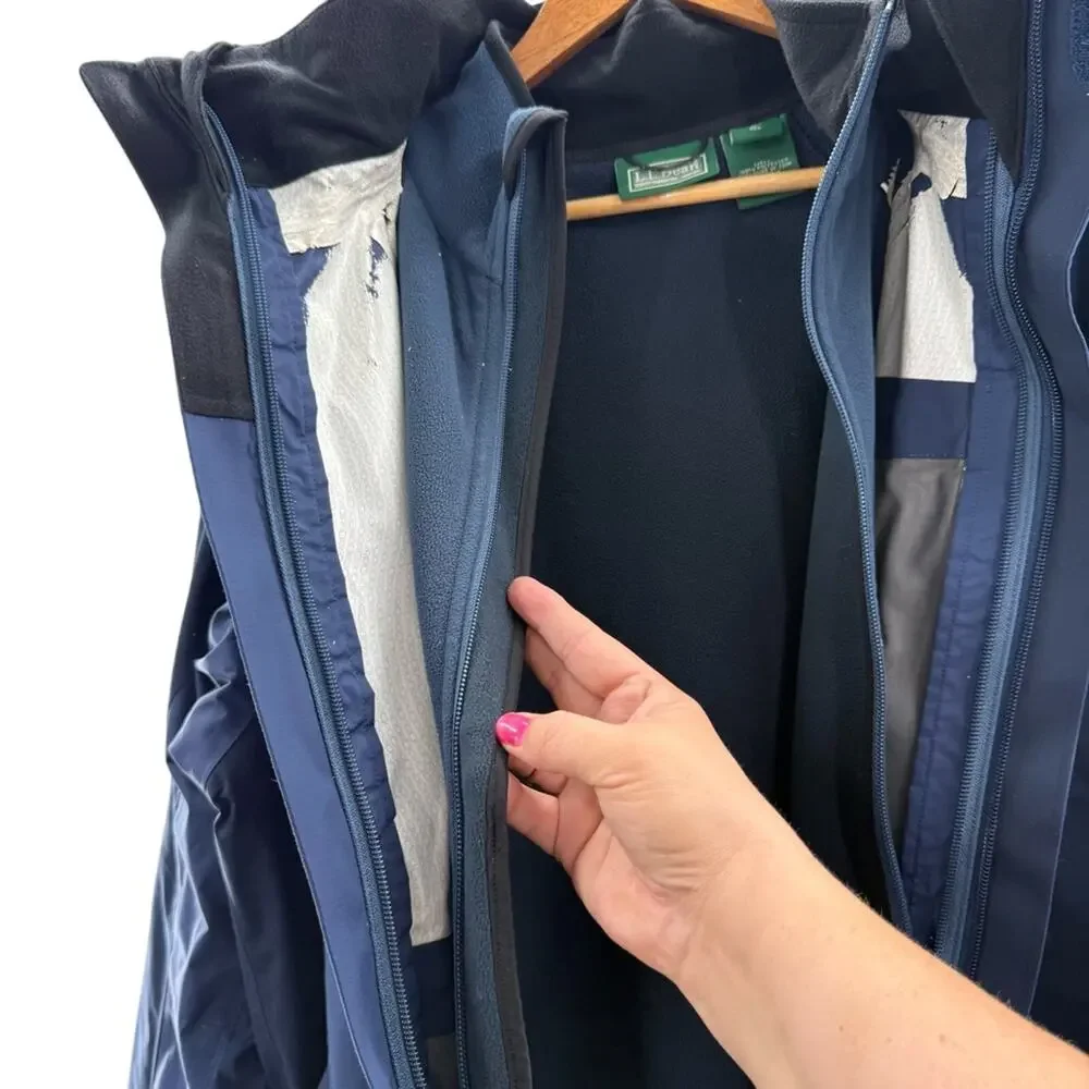 L. L. Bean Men’s 3-in-1 Windbloc Polartec Outdoor Hiking Jacket Blue Size Large